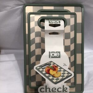 Joie‎ 2pack sage green and cream checkered reversible cutting board set